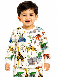 Toddler Boys' Safari Animals Print Sweatshirt & Joggers Set - Cream