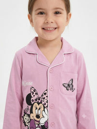 Girls' Pink Minnie Mouse & Leopard Print Pyjama Nightwear Set.