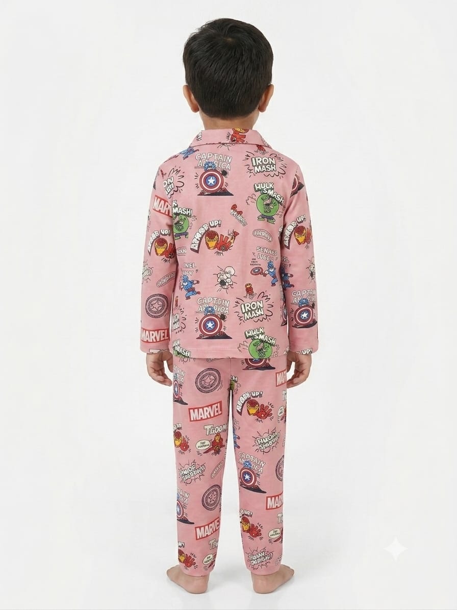 Boys' Dusty Pink Marvel Avengers Printed Pyjama Nightwear Set