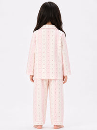 Girls' Soft Pink Hello Kitty Printed Pyjama Nightwear Set.