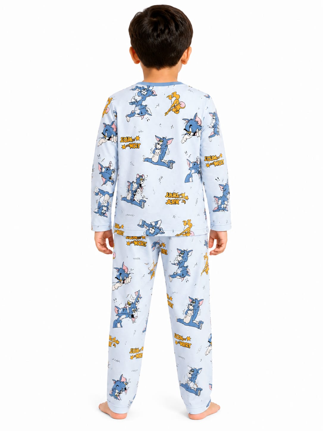 Boys' Light Blue Tom and Jerry Printed Pyjama Nightwear Set