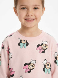 Girls' Two-Piece Character Print Sweatshirt & Joggers pink Set.