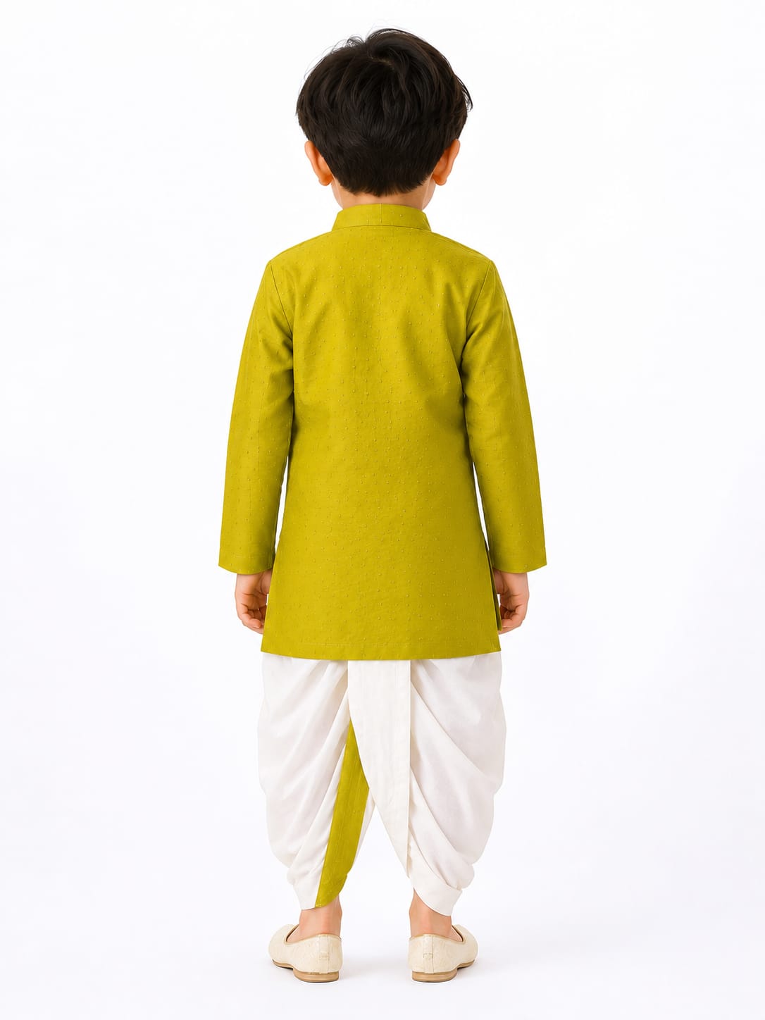 Boys' Textured Kurta with Ready-to-Wear Dhoti Set.