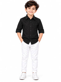 Boys' Black Embellished Partywear Shirt.