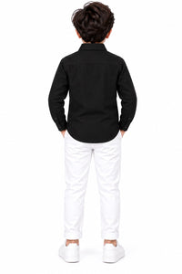 Boys' Black Embellished Partywear Shirt.