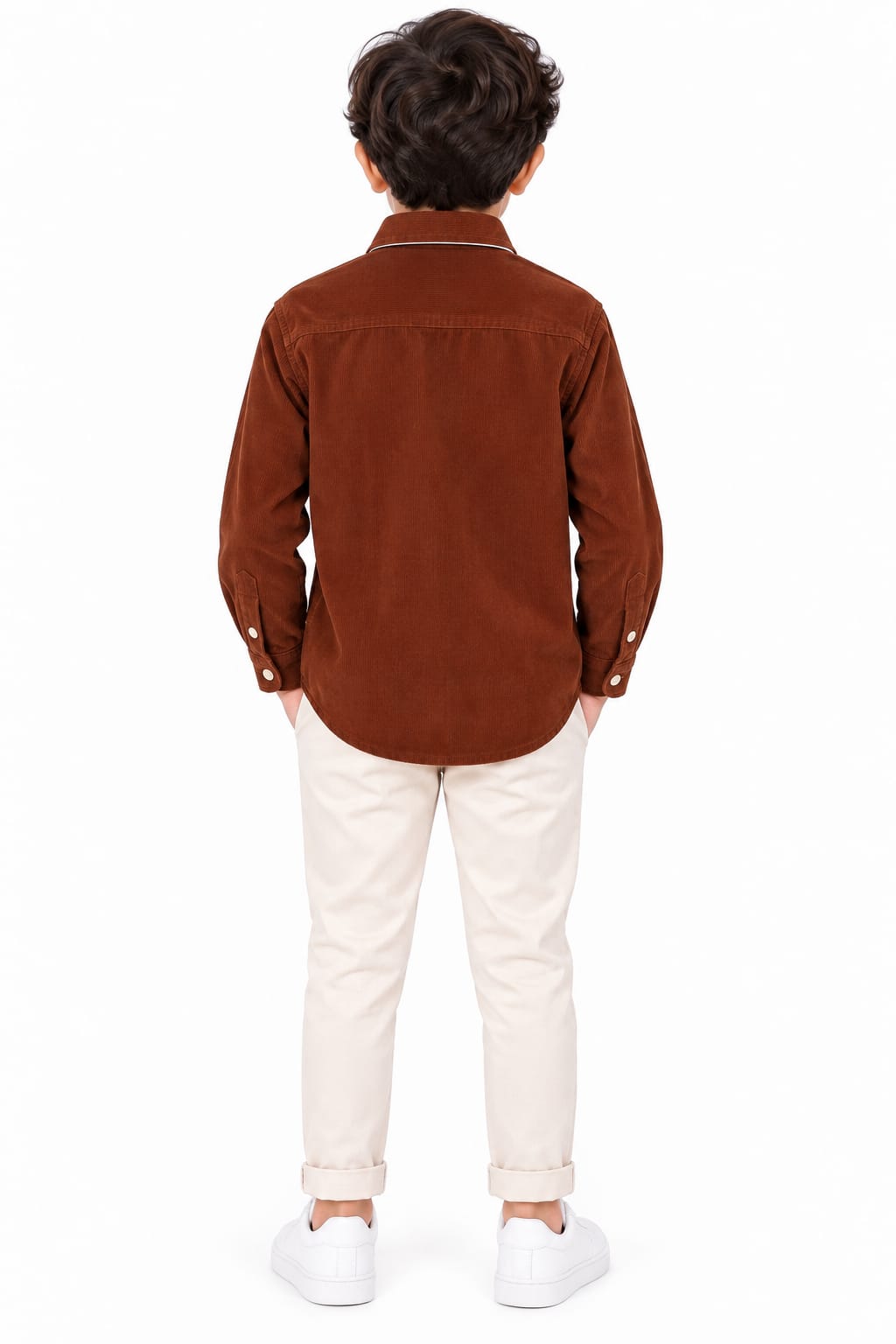 Boys' Tricolor Color blocked Corduroy Casual Shirt.