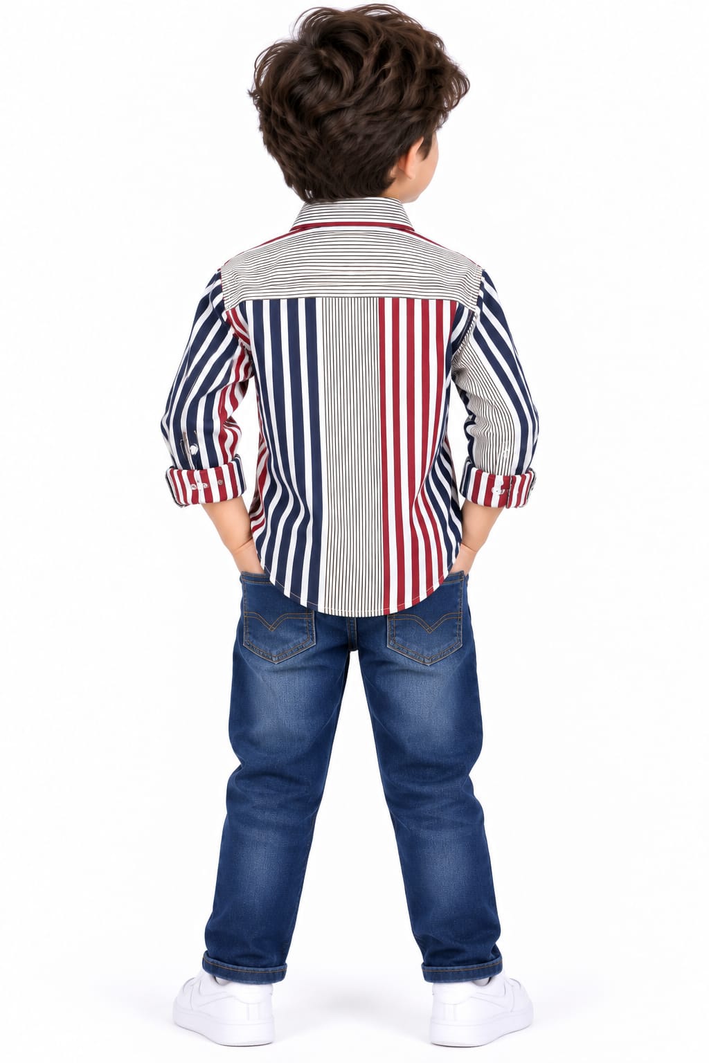Boys' Multi-Color block Striped Casual Shirt.