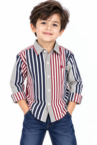 Boys' Multi-Color block Striped Casual Shirt.