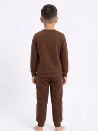 Boys' Brown Anime Dragon Graphic Sweatshirt & Track Pants Set.