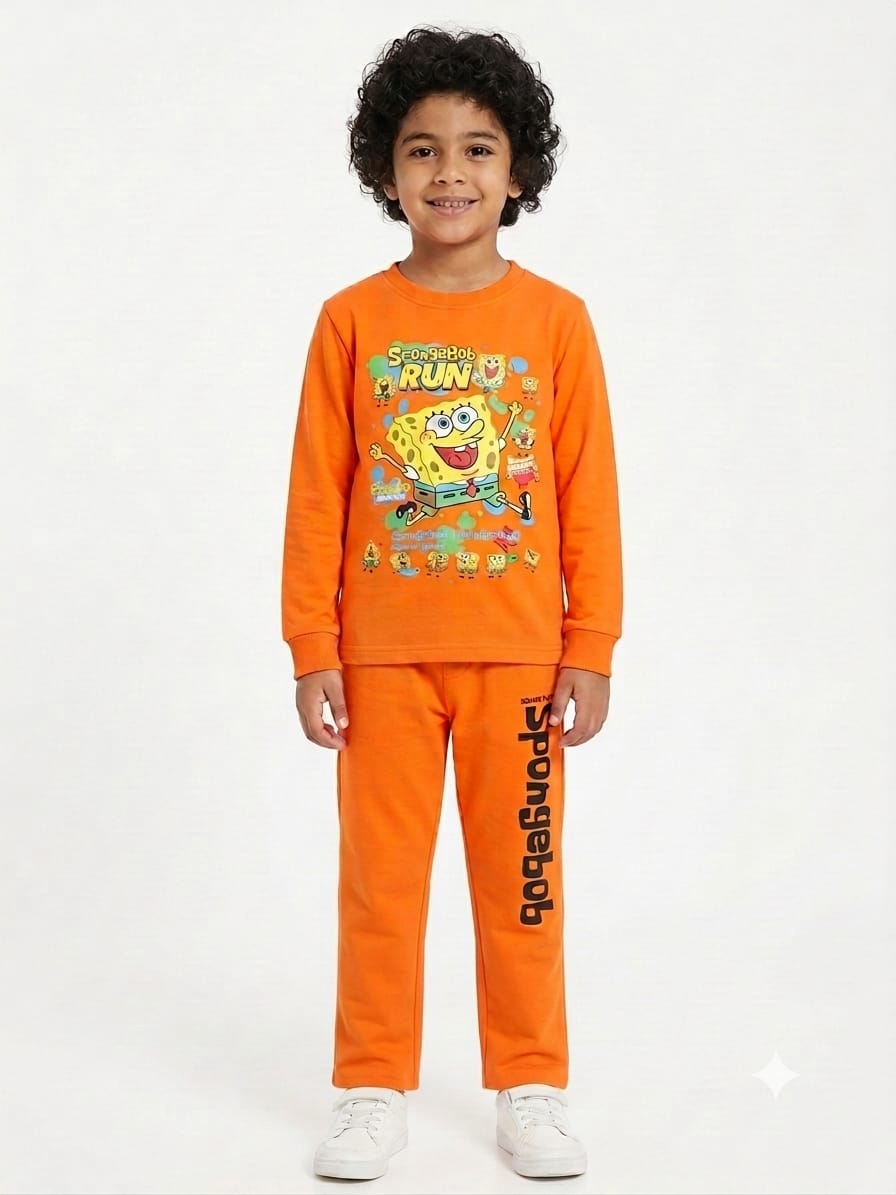 Boys' Orange SpongeBob SquarePants Graphic Sweatshirt & Joggers Set.