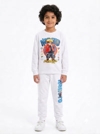 Boys' White Anime Naruto Graphic Sweatshirt & Joggers Set.