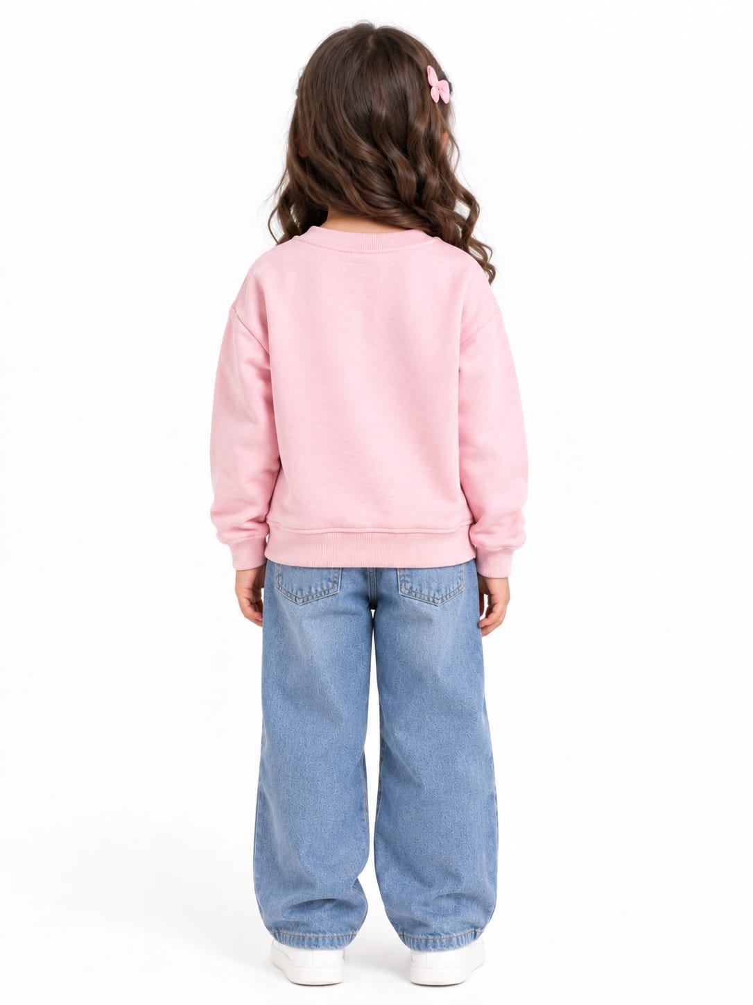 Girls' Light Pink "Champion Athletic" Smiley Graphic Sweatshirt.