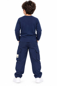 Boys' Navy Blue Motocross Pre-Winter Cargo Co-ord Set.