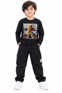 Boys' Black "Trendsetter" Pre-Winter Cargo Co-ord Set.