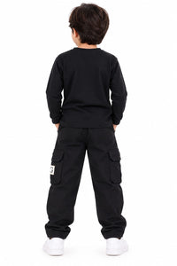 Boys' Black "Trendsetter" Pre-Winter Cargo Co-ord Set.