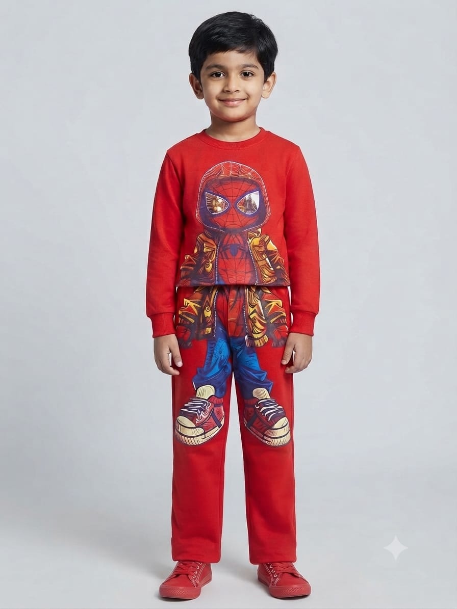 Boys' Red Spider-Man Printed Pre-Winter Co-ord Set