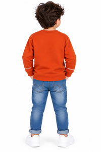 Boys' Rust Orange "Brooklyn Old School" Pre-Winter Sweatshirt.