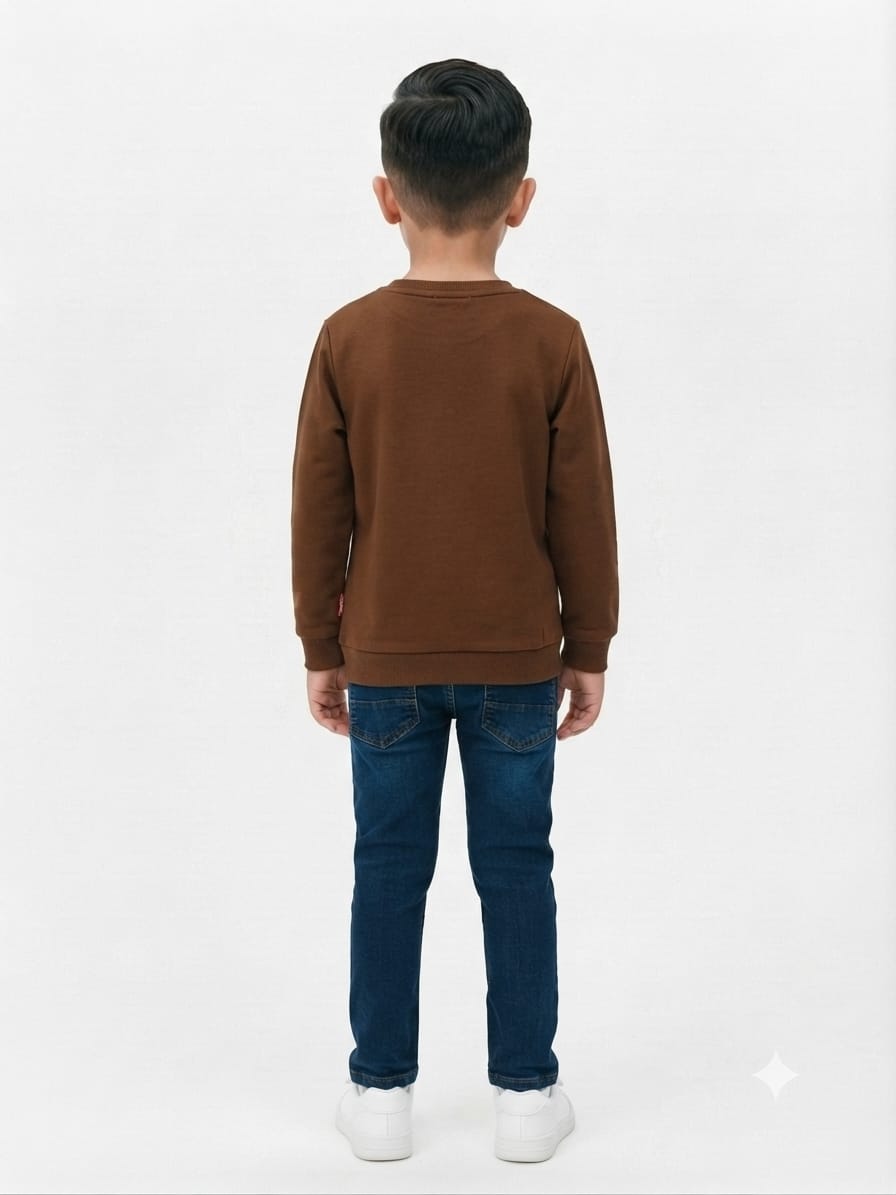 Boys' Brown Hulk Printed Pre-Winter Sweatshirt.