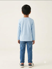 Boys' Sky Blue Skater Graphic Full-Sleeve T-Shirt.