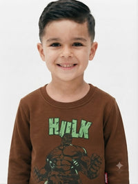 Boys' Brown Hulk Printed Pre-Winter Sweatshirt.