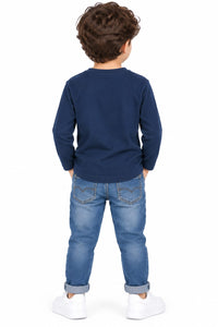 Boys' Navy Blue Basketball Graphic Print Sweatshirt.