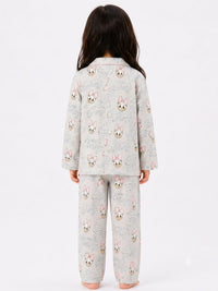 Girls' Grey Daisy Duck Printed Button-Down Pyjama Set.