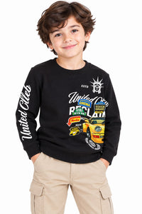 Boys' Black Multi-Graphic Graphic Print Sweatshirt.