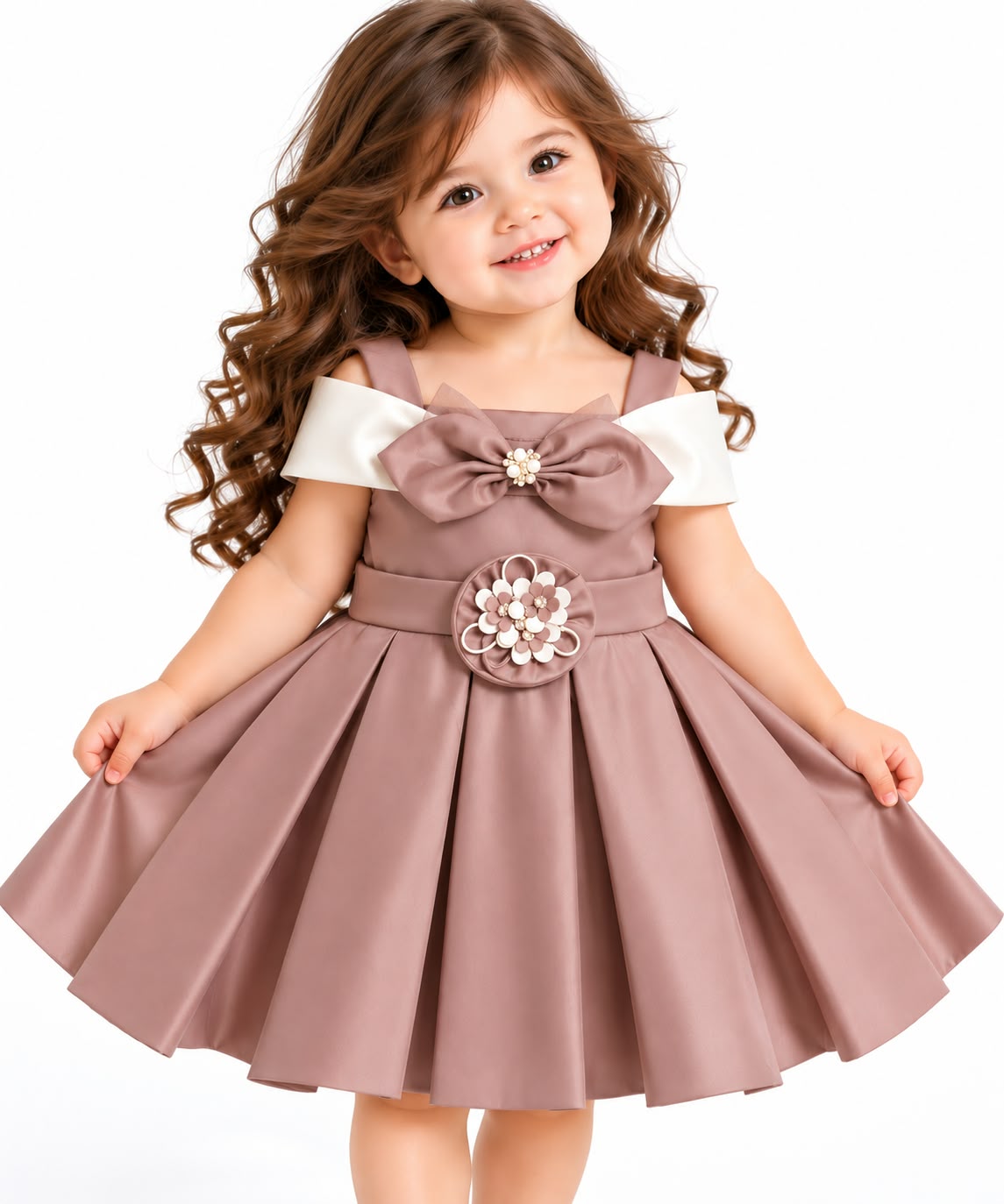 Elegant Rose Gold & Ivory Designer Party Frock.