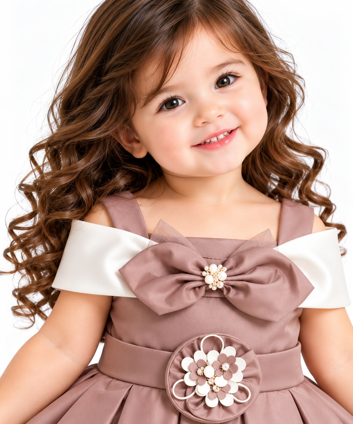 Elegant Rose Gold & Ivory Designer Party Frock.