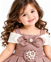 Elegant Rose Gold & Ivory Designer Party Frock.