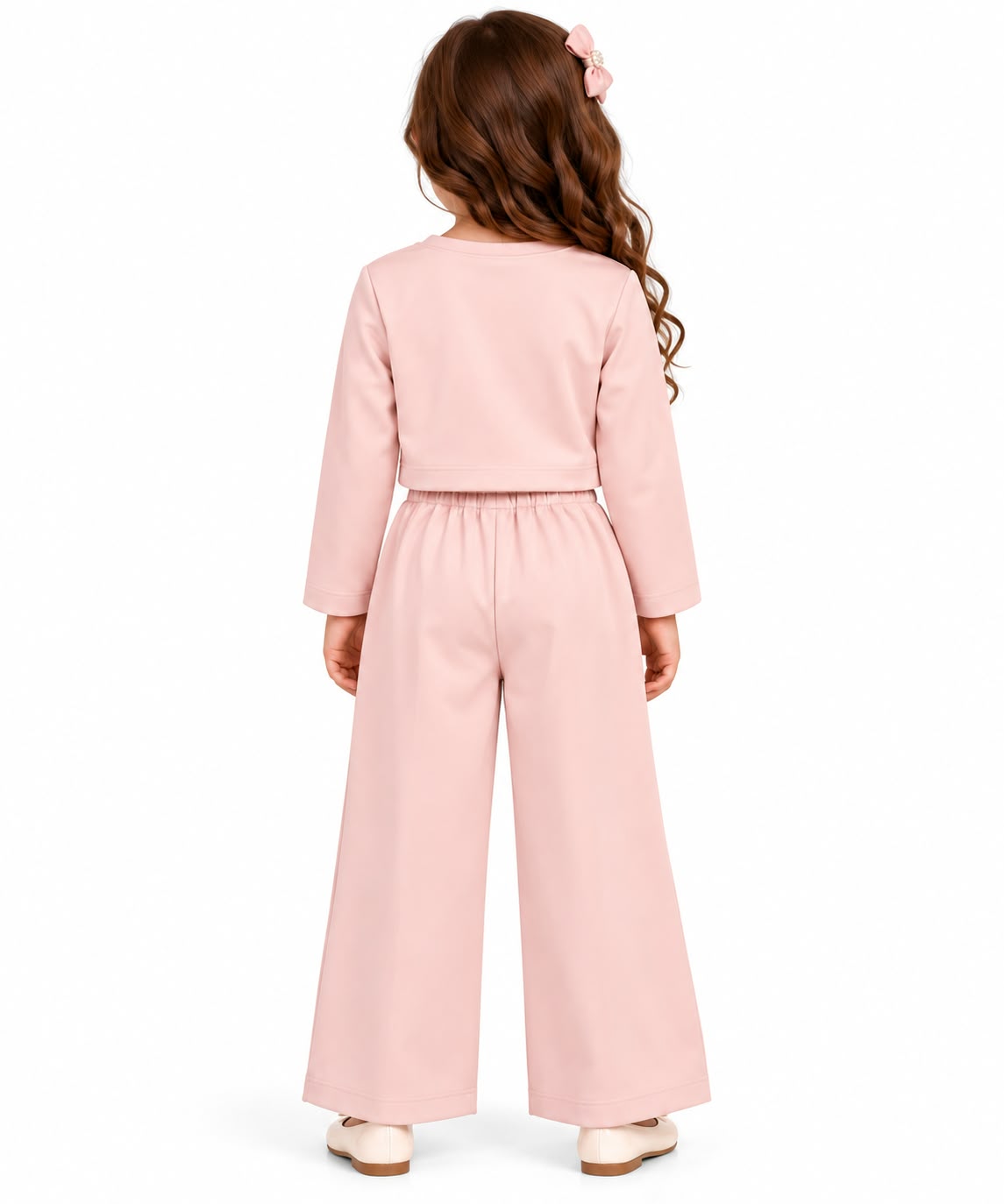 Elegant Blush Pink Floral Embroidered 2-Piece Co-Ord Set.