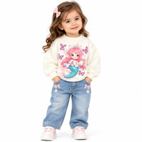 Off-White Magical Mermaid & Butterfly Graphic Girls Sweatshirt