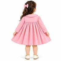 Girls' Pink Hand-Smocked & Embroidered Button-Down Dress