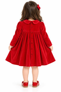 Little Princess Red Velvet Smocked Dress