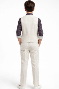 Patterned Button-Down shirt with Beige Waist Coat