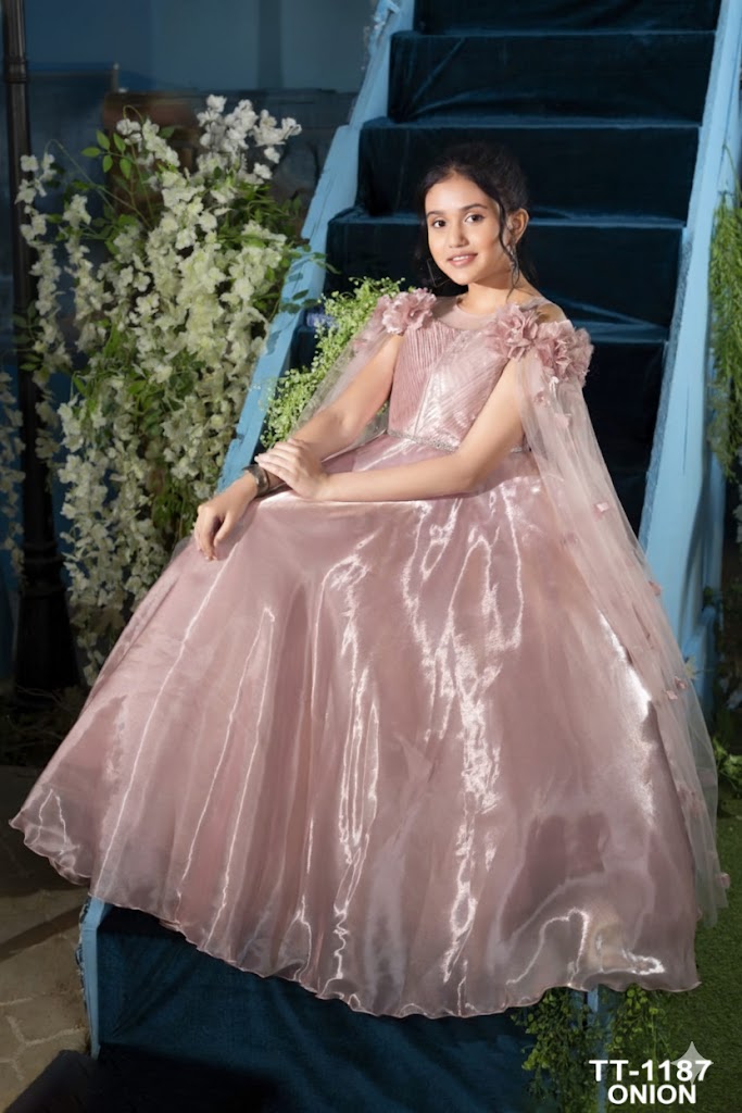 Peach Gown with Cape