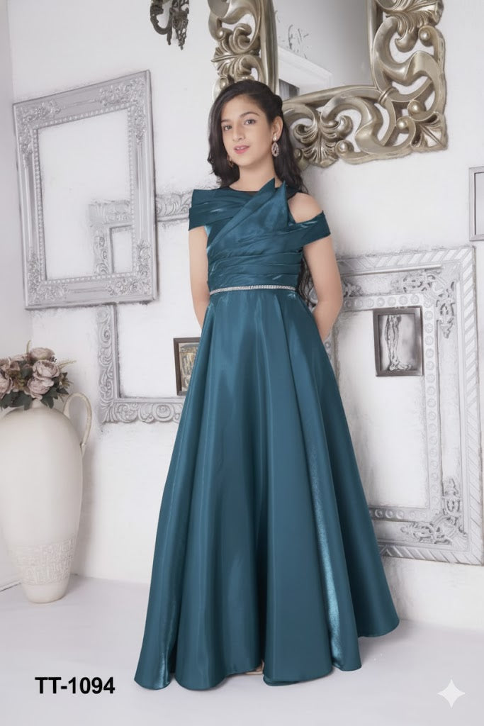 Peacock or Teal Zig Zag Gown