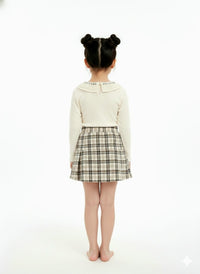Peter Pan Collar Top with Check skirt