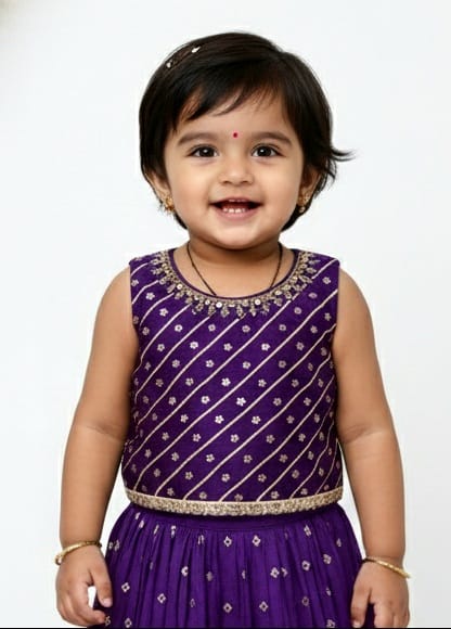 Purple Lehenga with Leheriya detailing