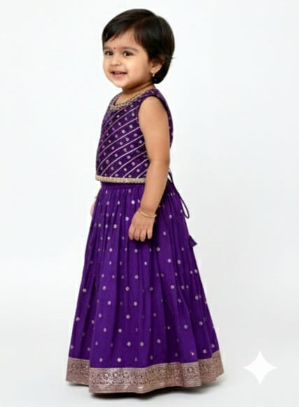 Purple Lehenga with Leheriya detailing