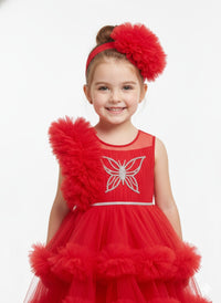 Red Pary wear Frock with detachable tail