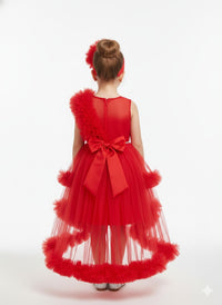 Red Pary wear Frock with detachable tail