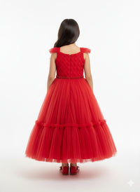 Red basket-weave textured Dress