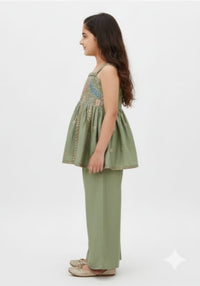 Sage Green Peplum Top and Palazzo Set