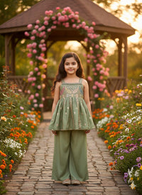 Sage Green Peplum Top and Palazzo Set