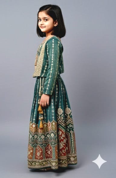 Sea Green Jacket Lehenga set