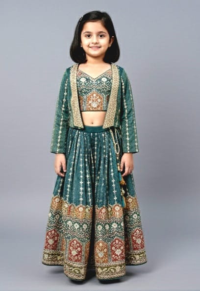 Sea Green Jacket Lehenga set