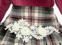 Skirt Set in Maroon & Check Skirt