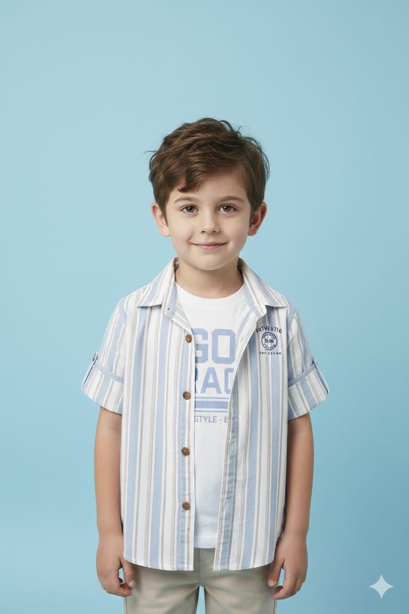 Striped Casual Shirt with T-shirt