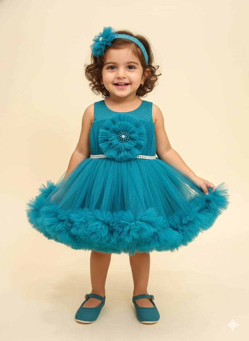 Turquoise Party Dress for Infants